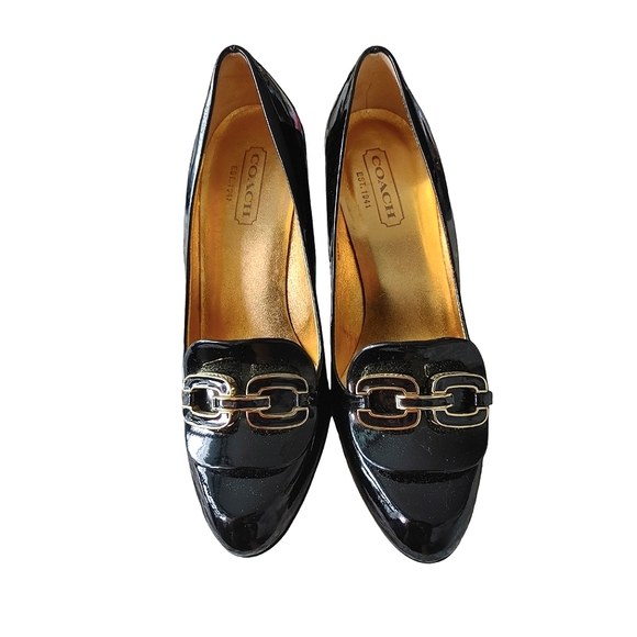 Coach Signature Patent Leather Black Pumps Heels - Picture 3 of 15